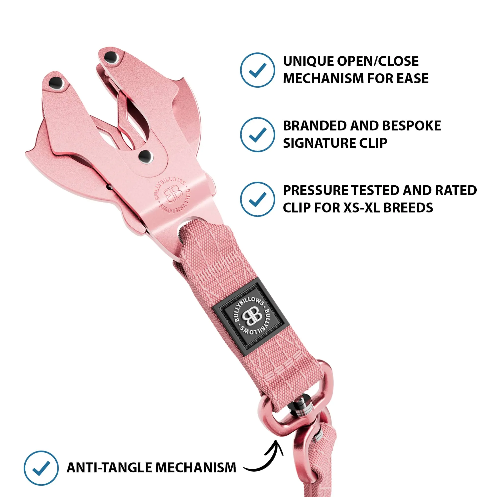 1.4m Lighter Swivel Combat Lead | Anti-Tangle & Secure Clip - Pink x Pink