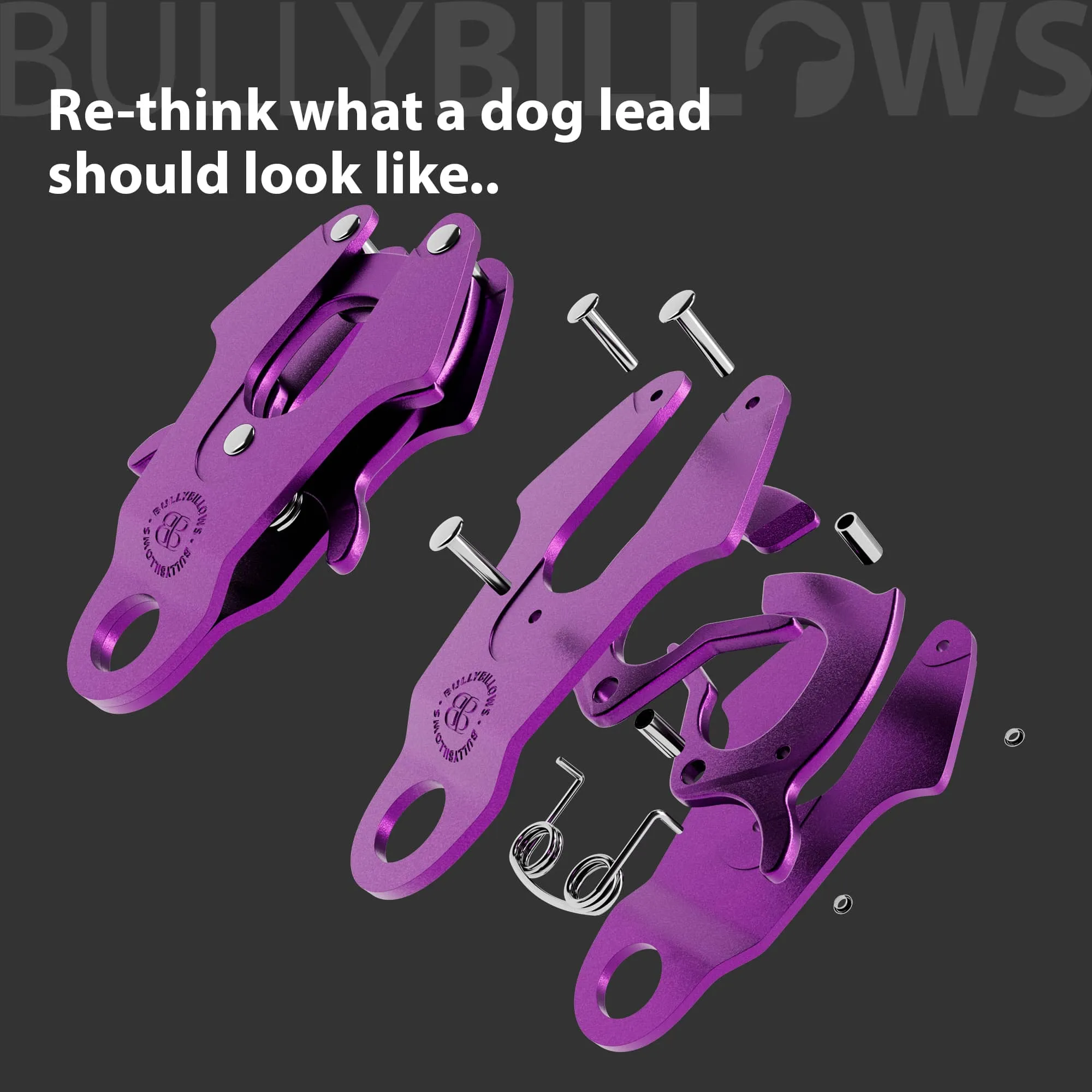 1.4m Lighter Swivel Combat Lead | Anti-Tangle & Secure Clip - Purple x Metal Grey