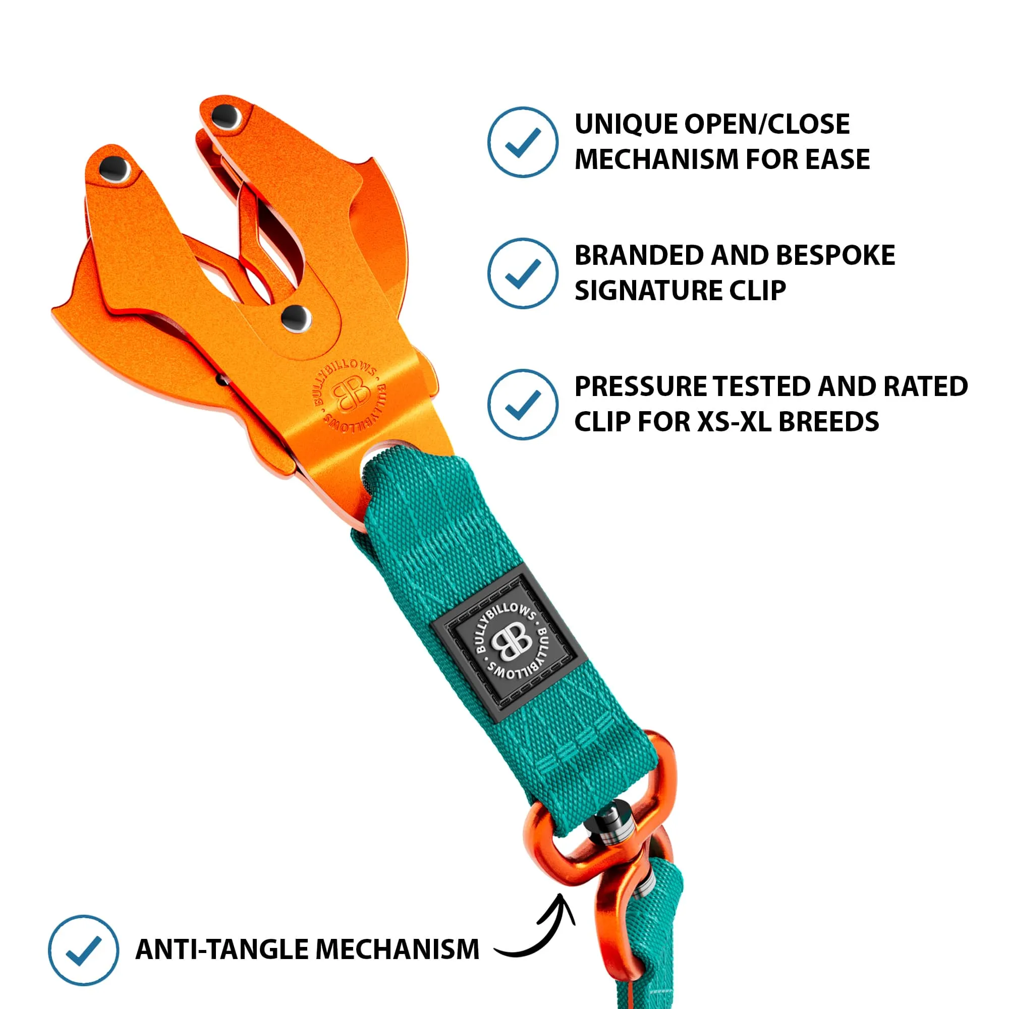 1.4m Lighter Swivel Combat Lead | Anti-Tangle & Secure Clip - Turquoise x Orange