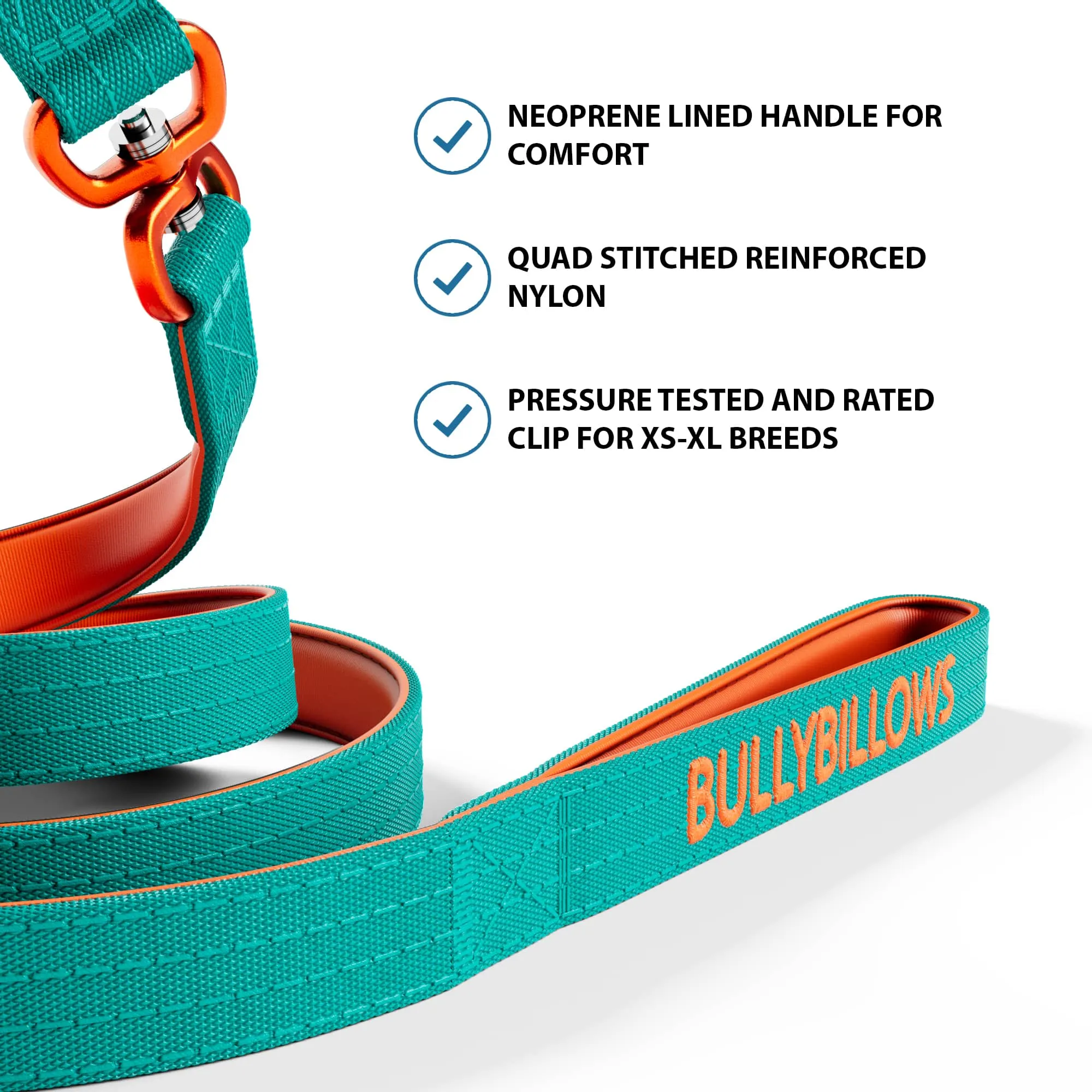 1.4m Lighter Swivel Combat Lead | Anti-Tangle & Secure Clip - Turquoise x Orange