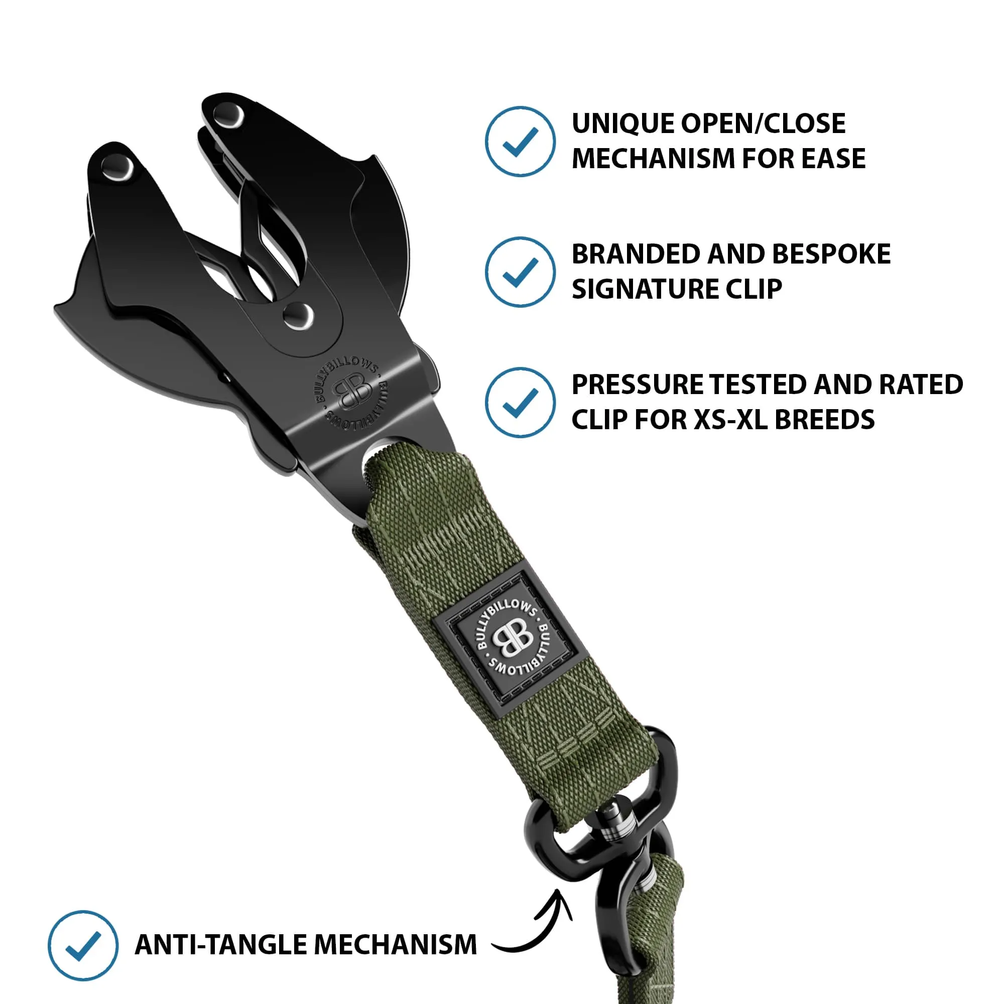 1.4m Swivel Combat Lead | Anti-Tangle & Secure Clip - Khaki