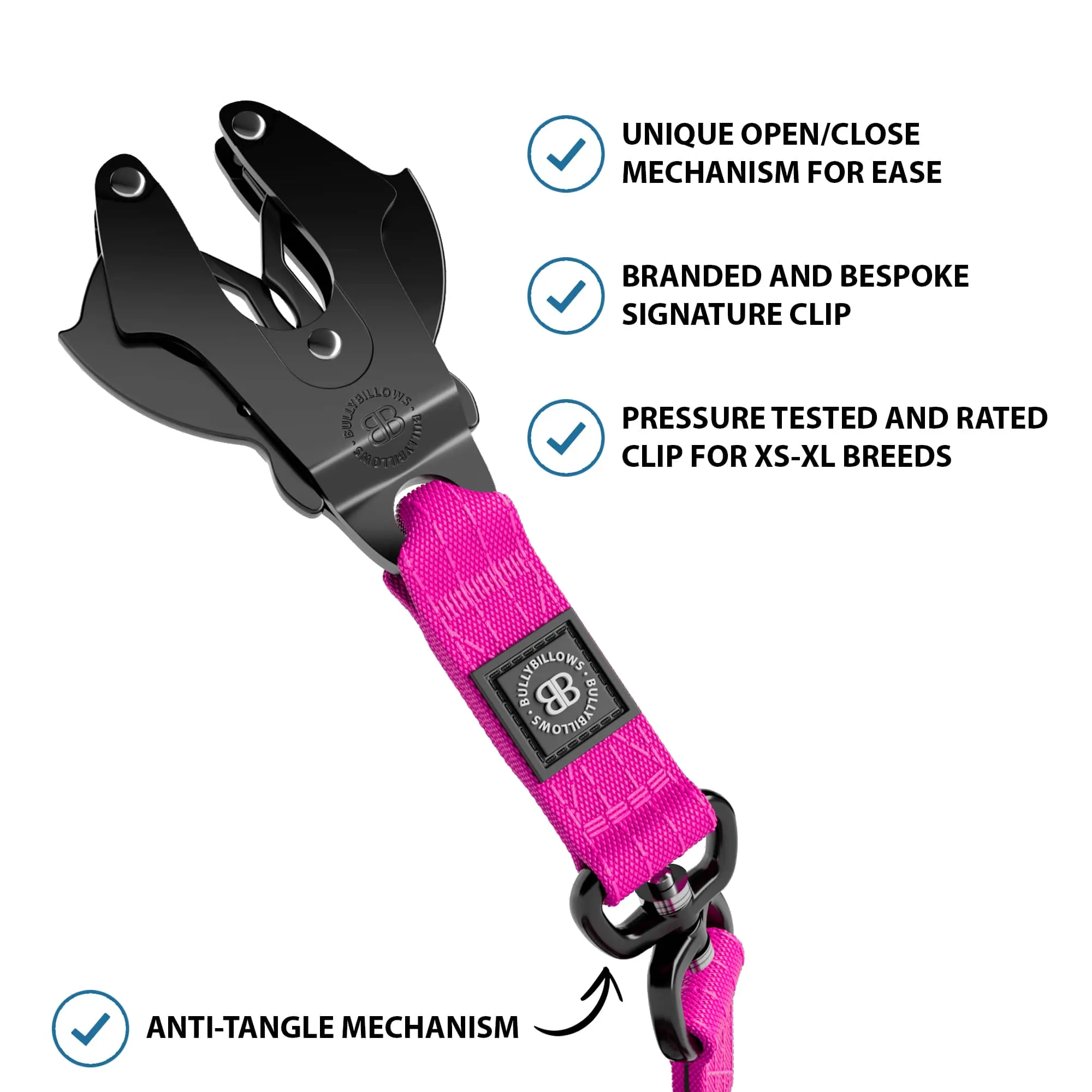 1.4m Swivel Combat Lead | Anti-Tangle & Secure Clip - Magenta