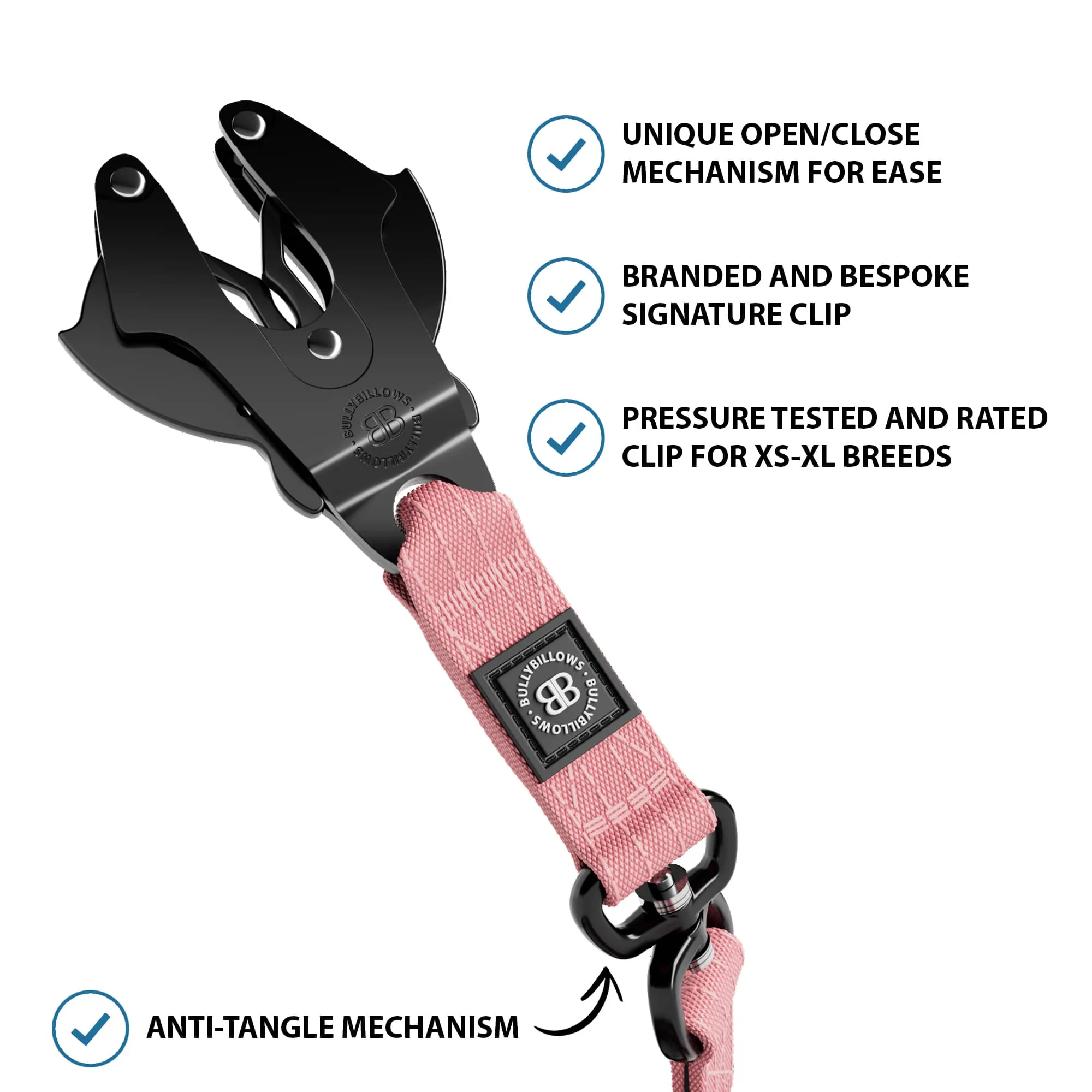 1.4m Swivel Combat Lead | Anti-Tangle & Secure Clip - Pink