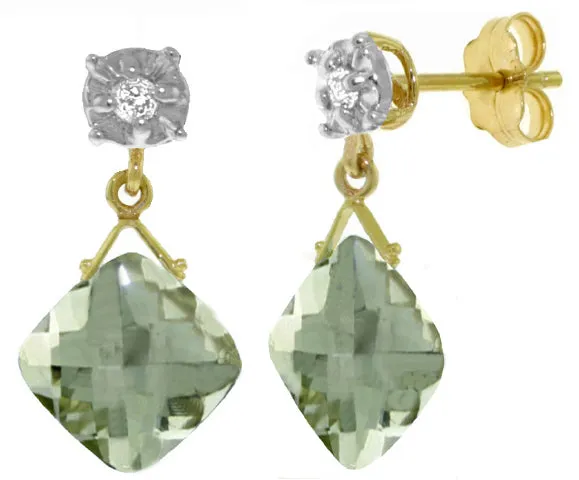 17.56 Carat 14K Solid White Gold Secure Soul Green Amethyst Diamond Earrings