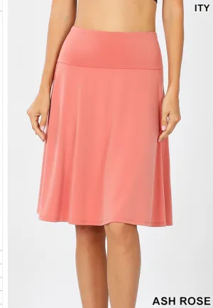 A-line skirt with fold over waist band: Rose Pink