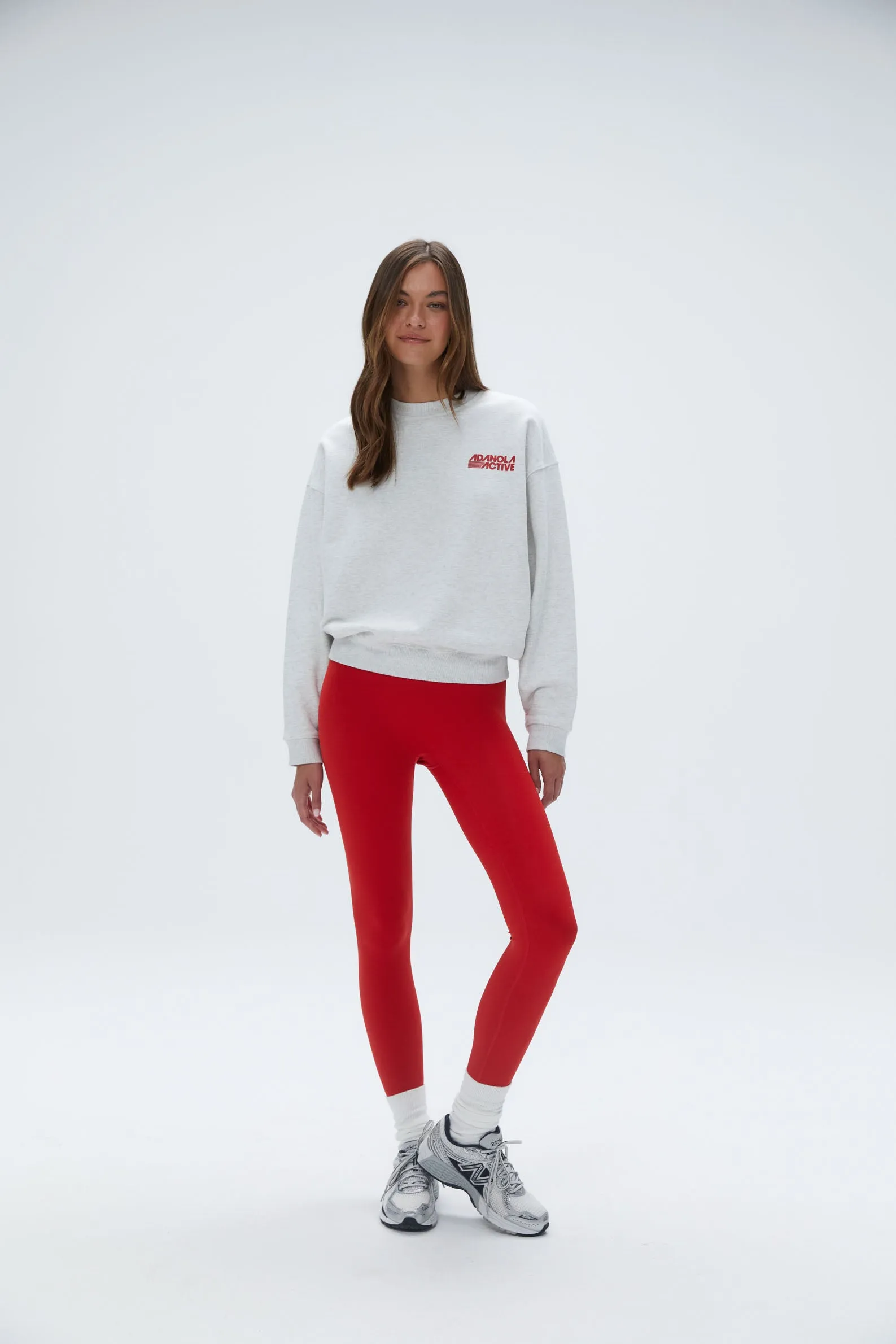 Active Relaxed Sweatshirt - Light Grey Melange/Classic Red