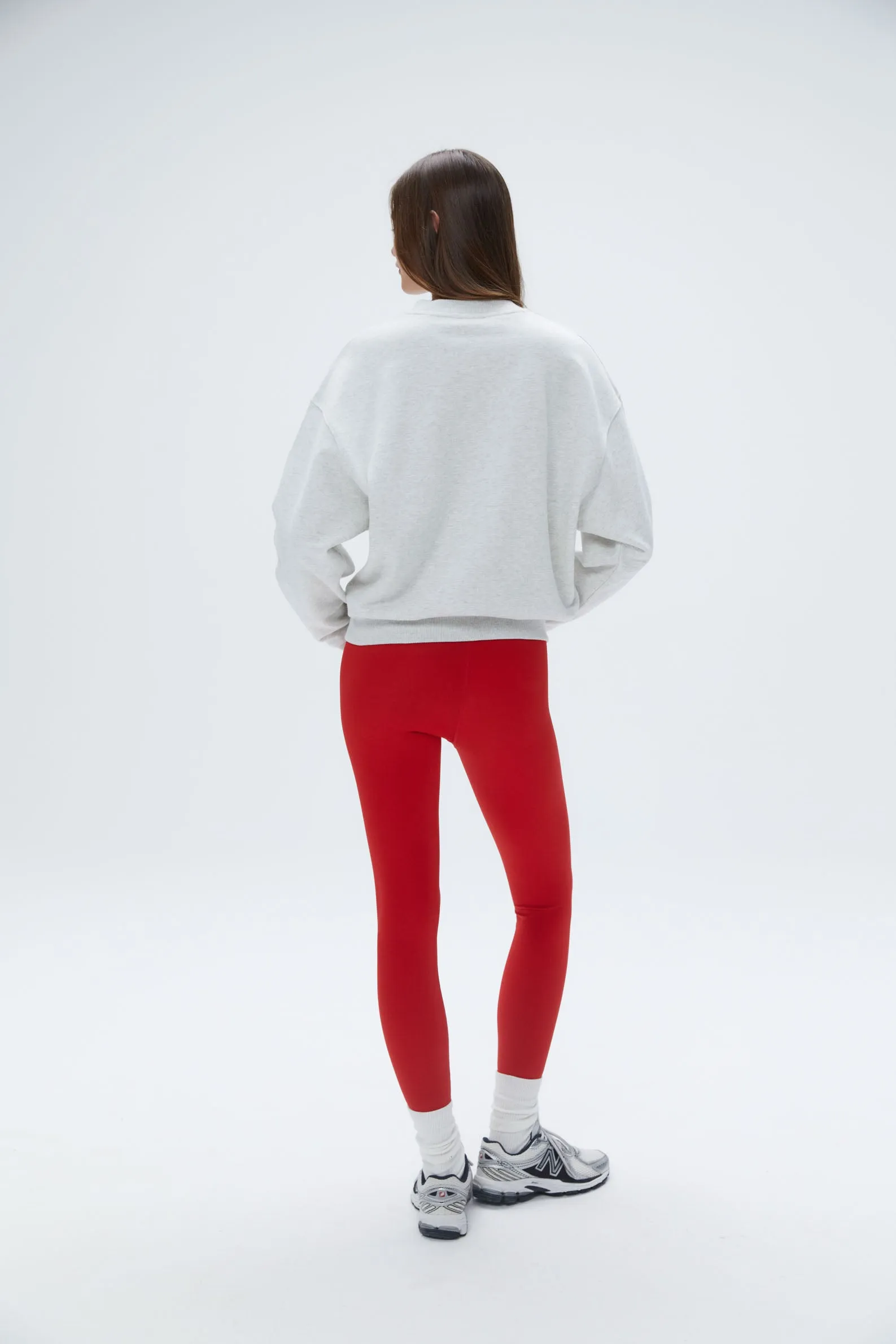 Active Relaxed Sweatshirt - Light Grey Melange/Classic Red