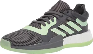 adidas Men's Marquee Boost Low Basketball Shoe, Carbon/Glow Green/Grey, 14 M US