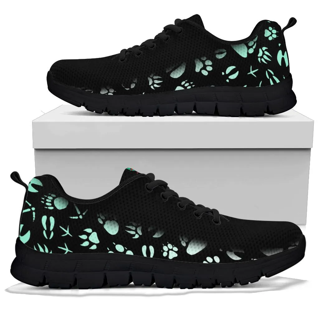 Animal Footprints Teal Gradient -  Women's Sneakers