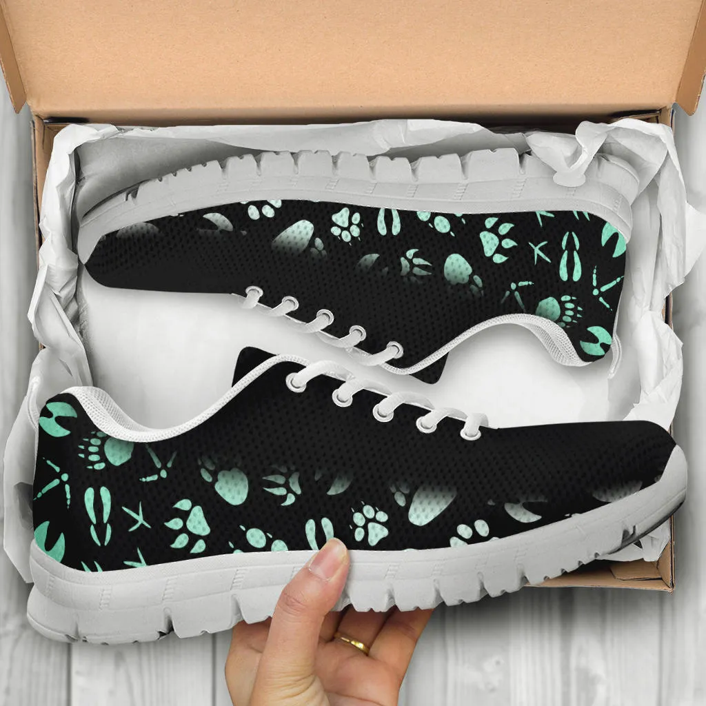 Animal Footprints Teal Gradient -  Women's Sneakers