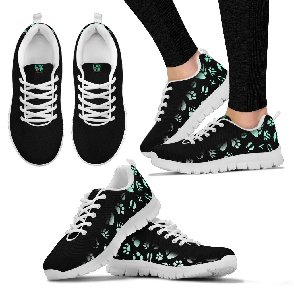 Animal Footprints Teal Gradient -  Women's Sneakers