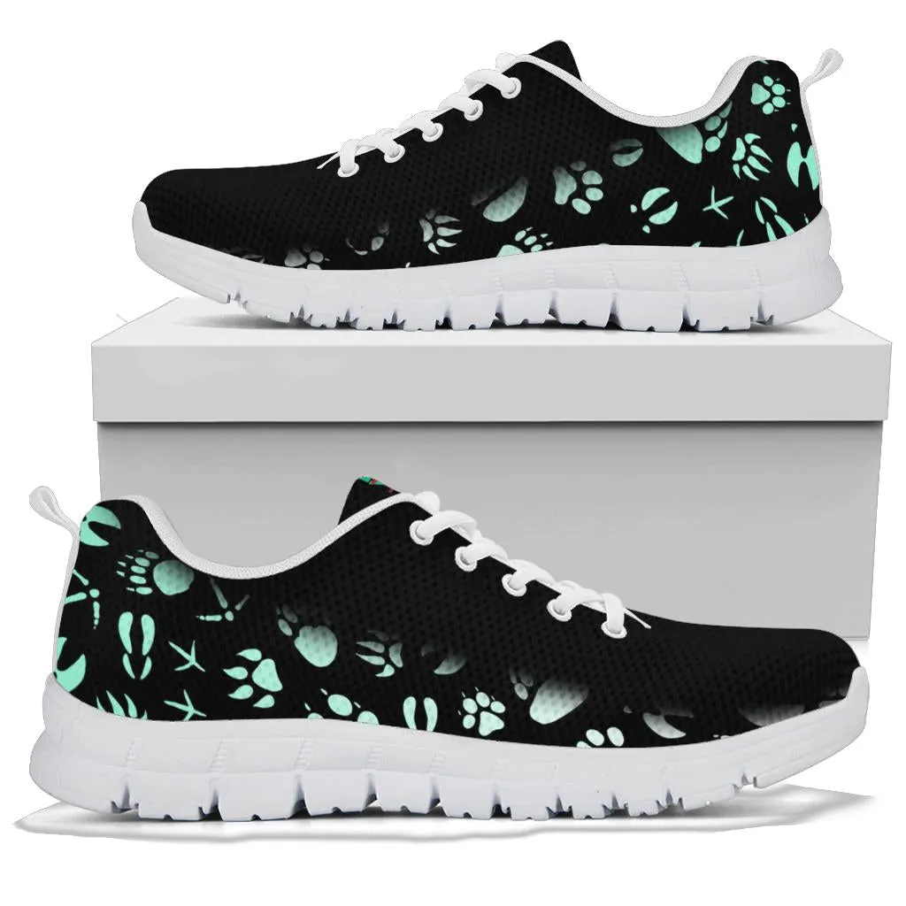 Animal Footprints Teal Gradient -  Women's Sneakers