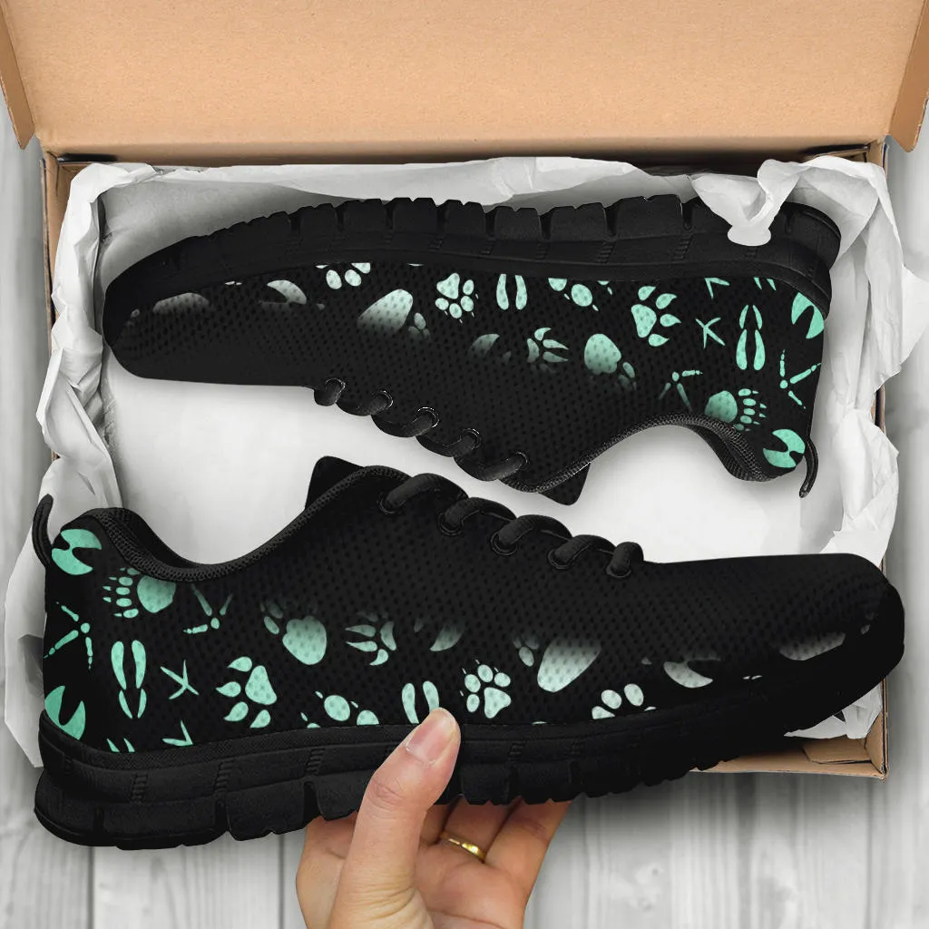 Animal Footprints Teal Gradient -  Women's Sneakers