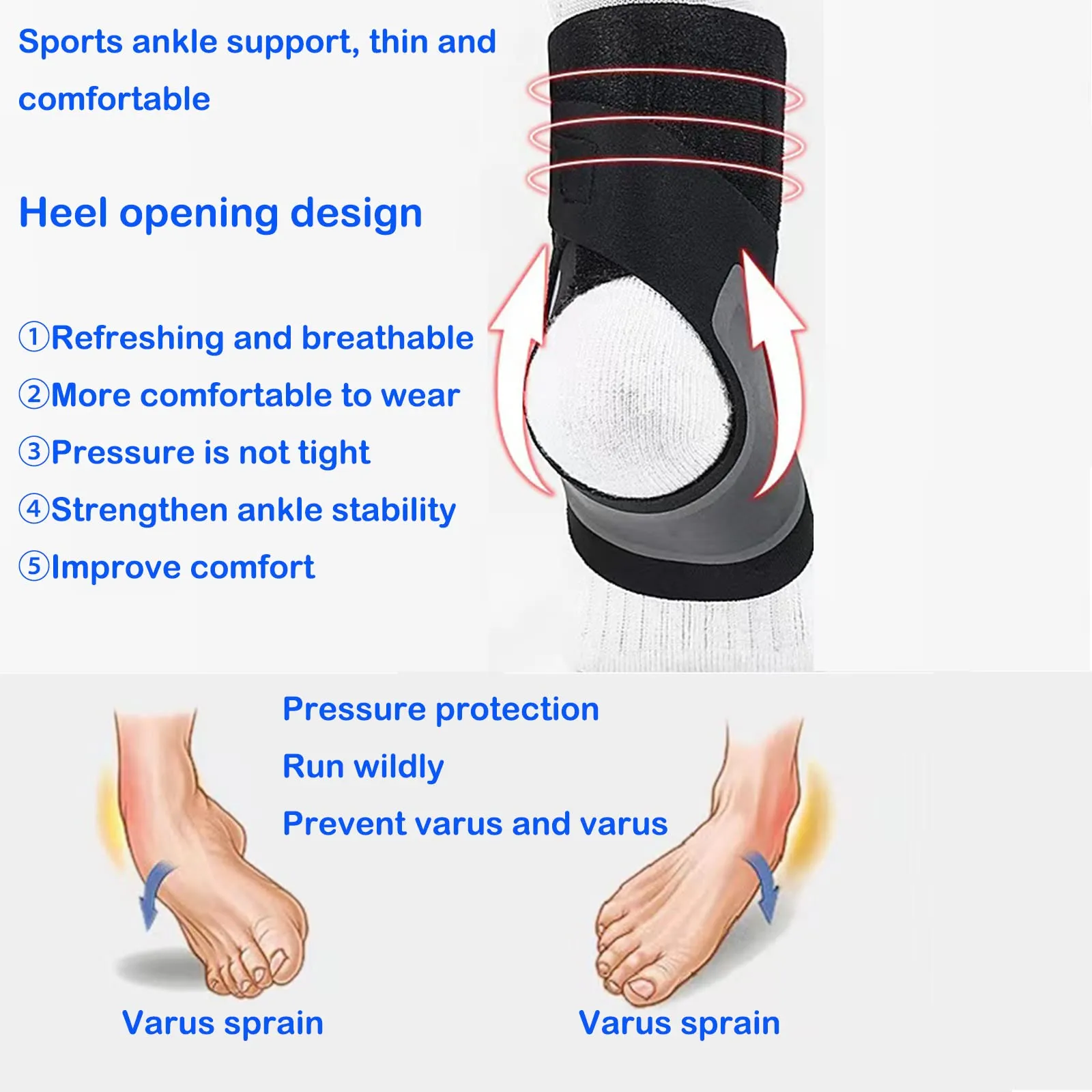 Ankle Support Brace for women & men，Adjustable Ankle Support Breathable Material ,Ankle Braces Suitable for Sports, Football, Basketball, volleyball,Running,Minor ankle sprains,1 Size Fits all(2PCS)