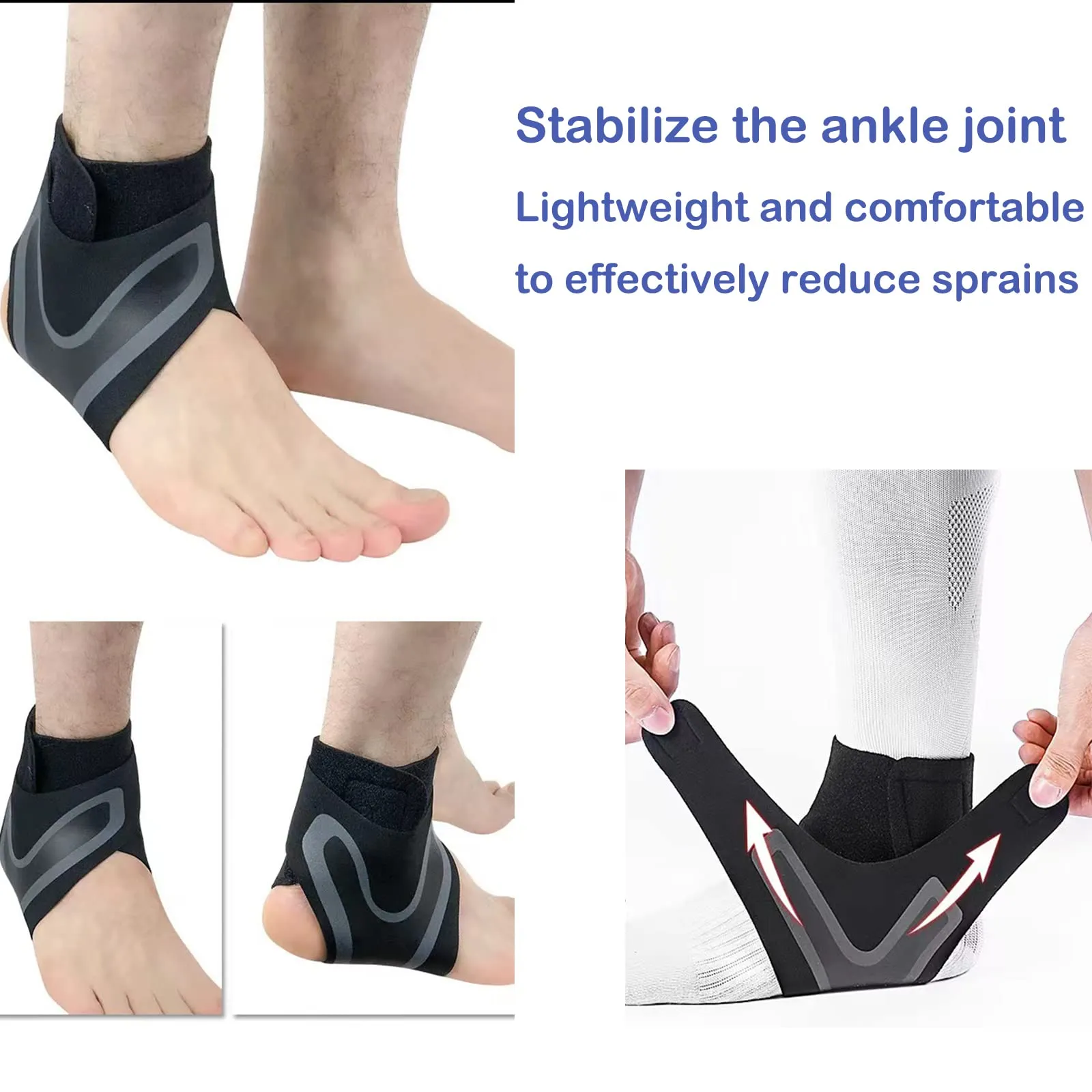 Ankle Support Brace for women & men，Adjustable Ankle Support Breathable Material ,Ankle Braces Suitable for Sports, Football, Basketball, volleyball,Running,Minor ankle sprains,1 Size Fits all(2PCS)