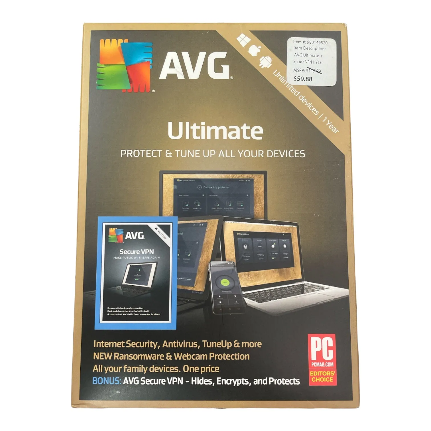 AVG Ultimate Protect & Tune Up Devices - 1 Year, 10 Devices   Secure VPN