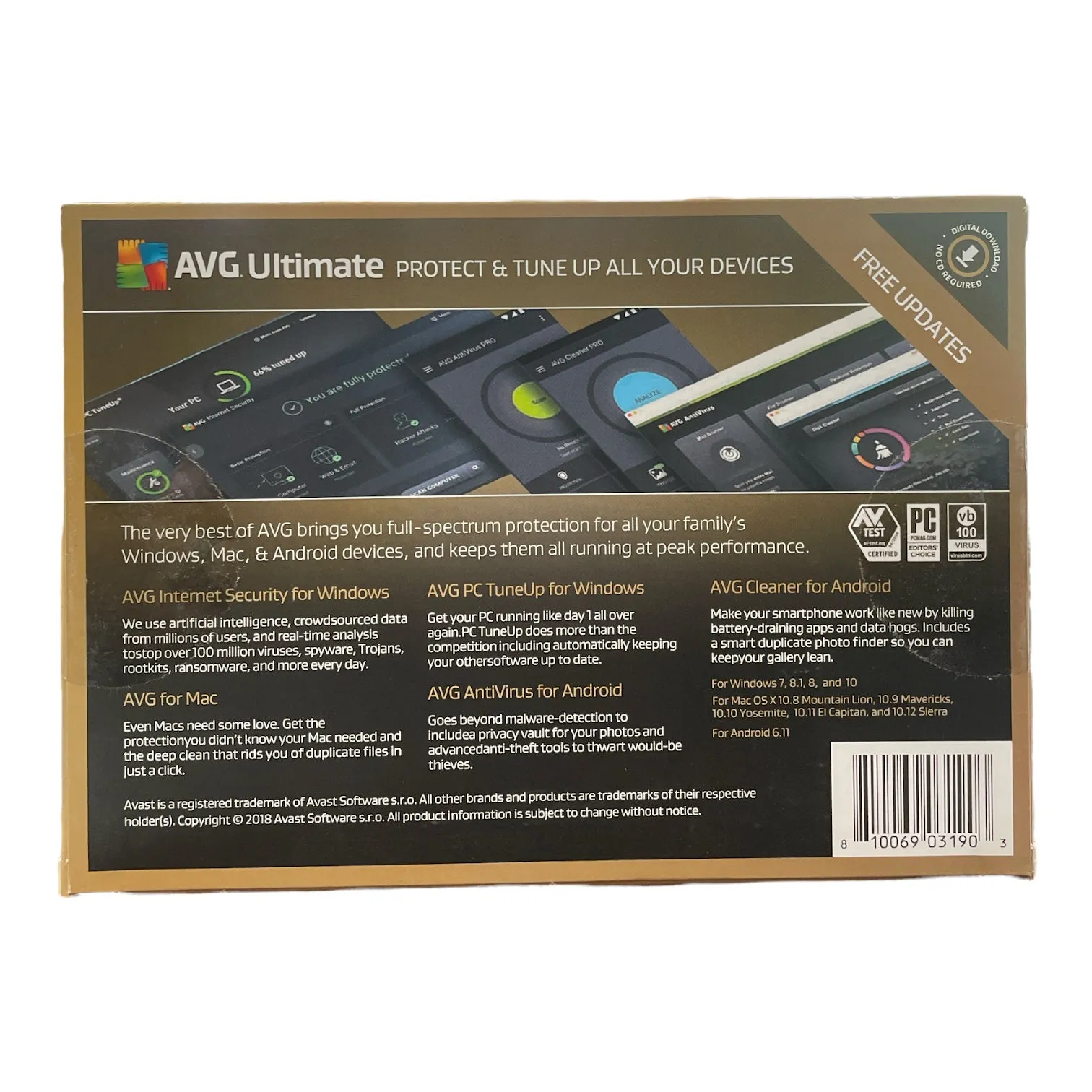 AVG Ultimate Protect & Tune Up Devices - 1 Year, 10 Devices   Secure VPN