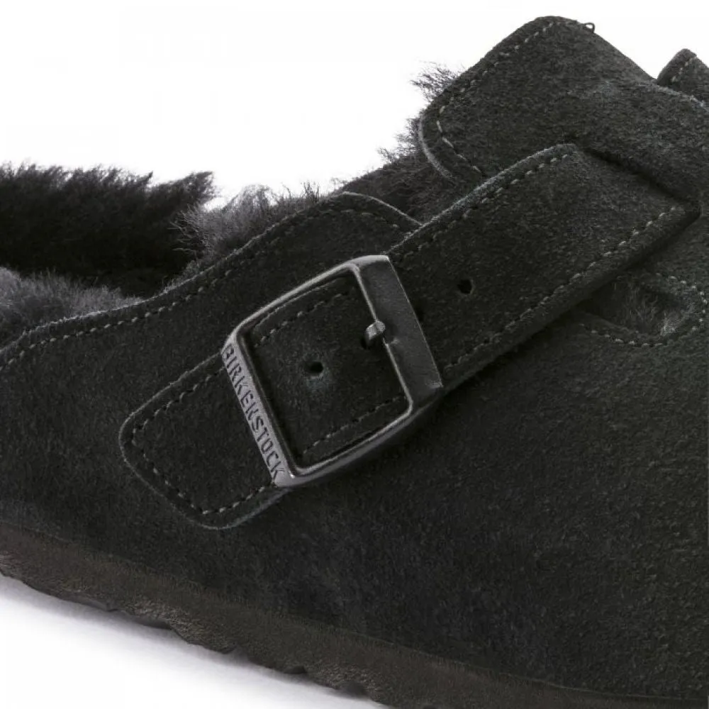 Birkenstock Boston Shearling Suede Leather in Black