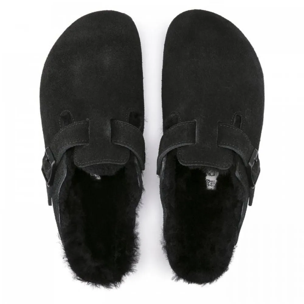 Birkenstock Boston Shearling Suede Leather in Black