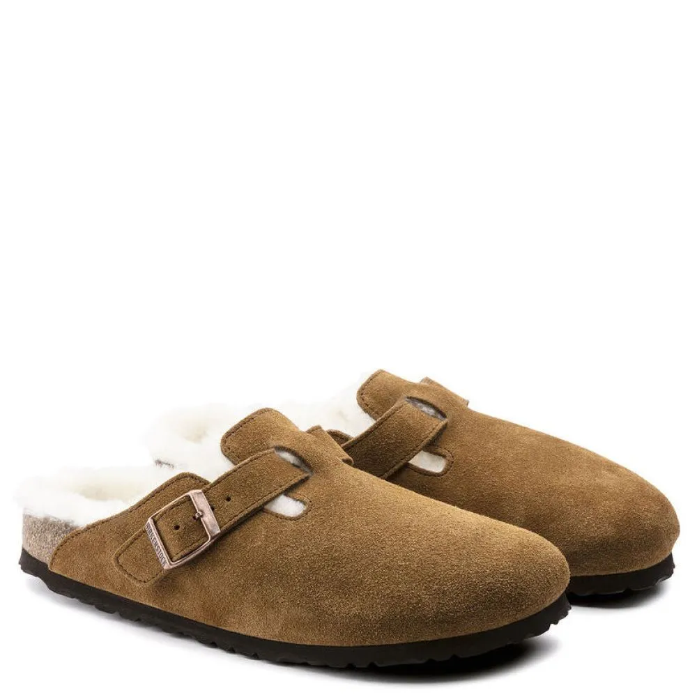 Birkenstock Boston Shearling Suede Leather in Mink