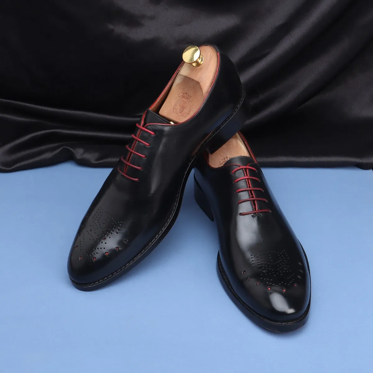 Black Panther Punching Toe Oxford leather Shoes