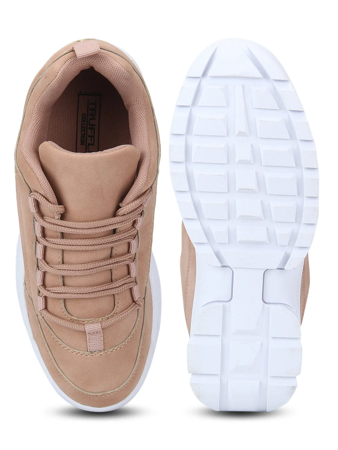 Blush Mircro Cleated Bottom Lace-Up Sneakers