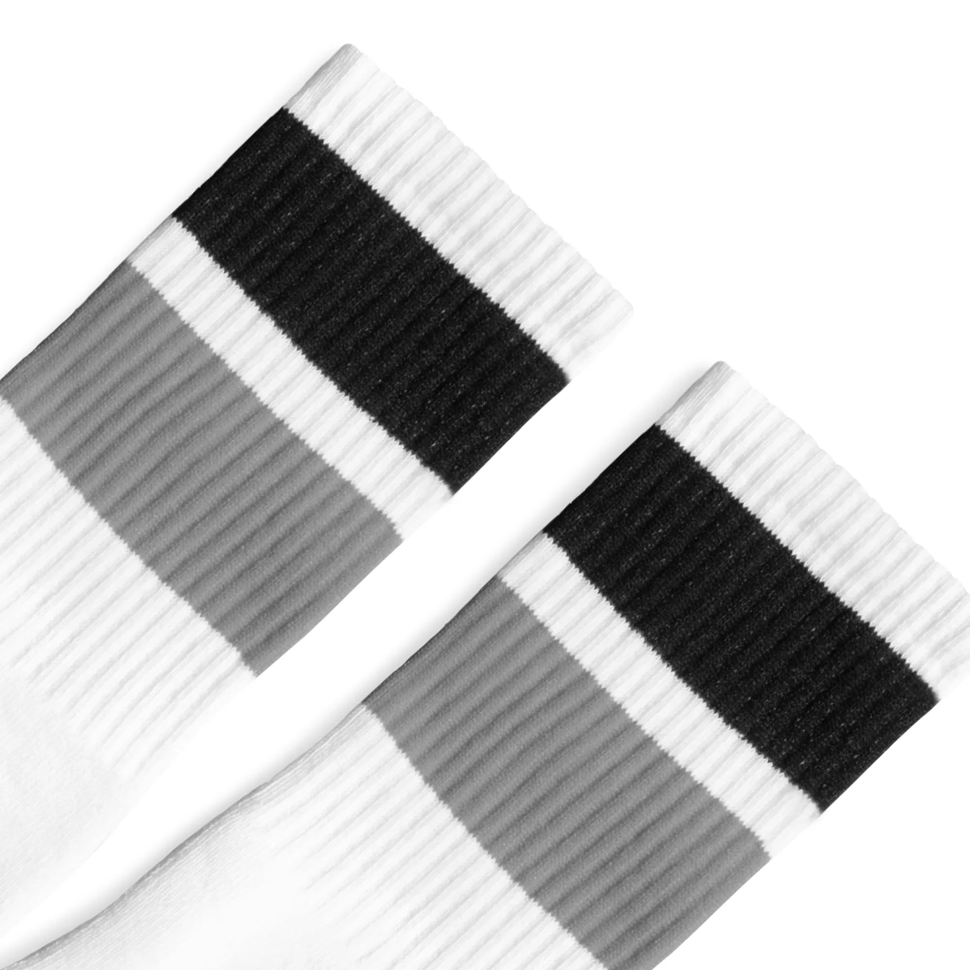 Bold Two Stripe Black & Grey | White