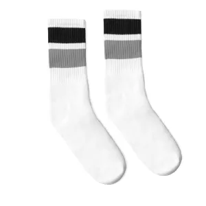 Bold Two Stripe Black & Grey | White