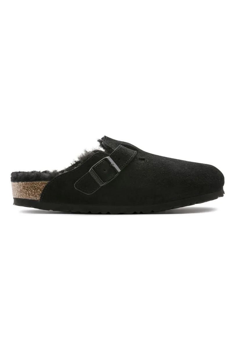 Boston Shearling | Black Suede