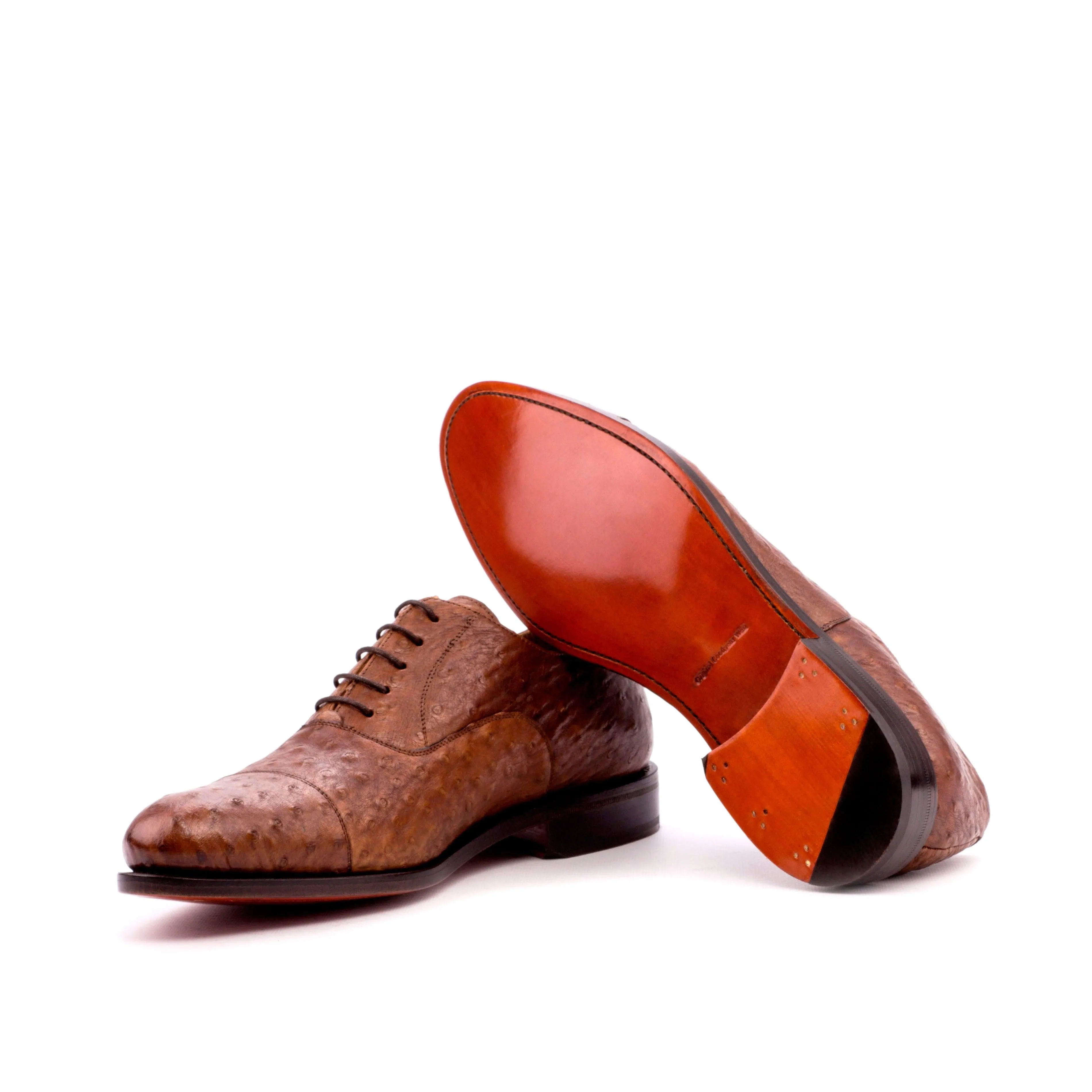 Brown Ostrich Oxford Shoes