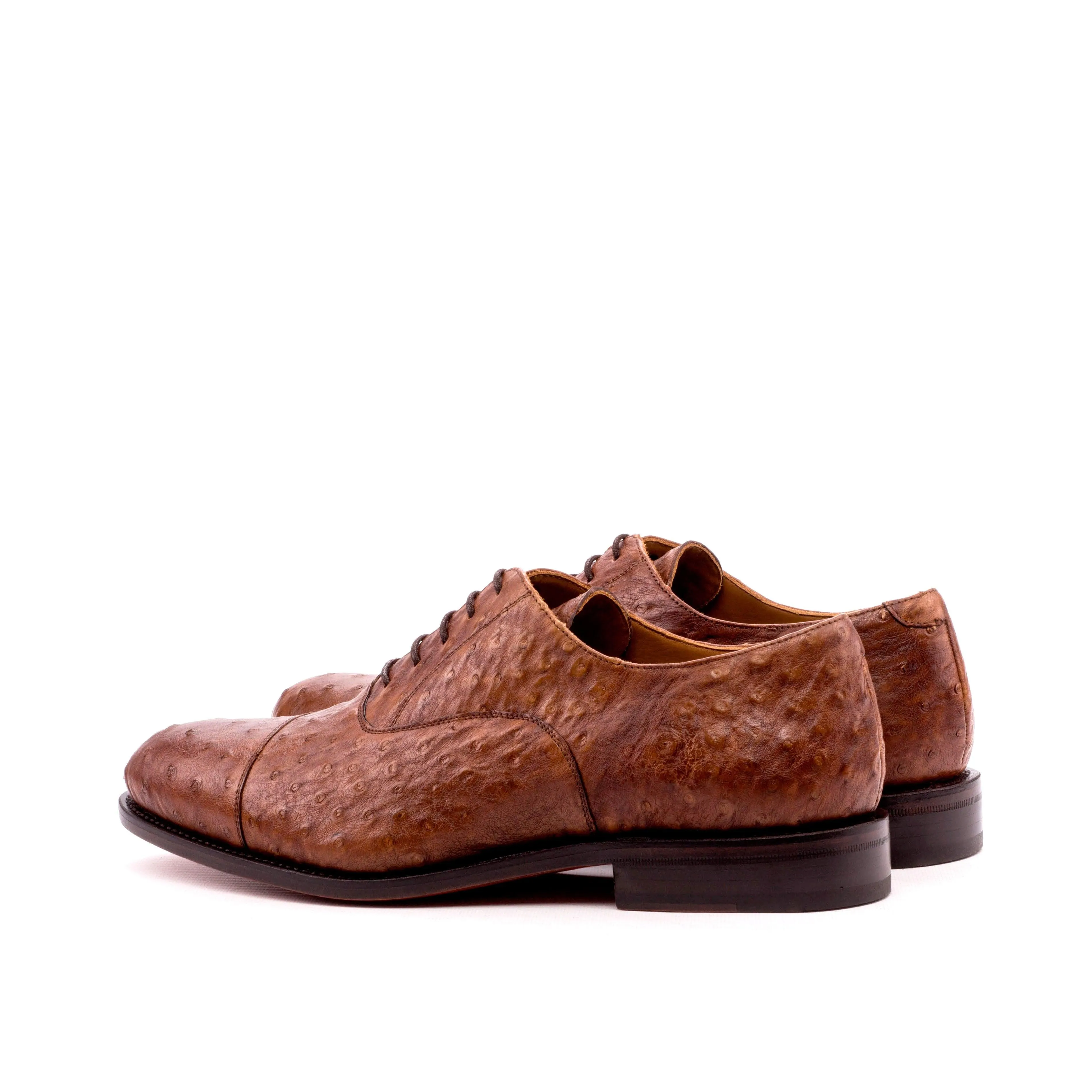 Brown Ostrich Oxford Shoes