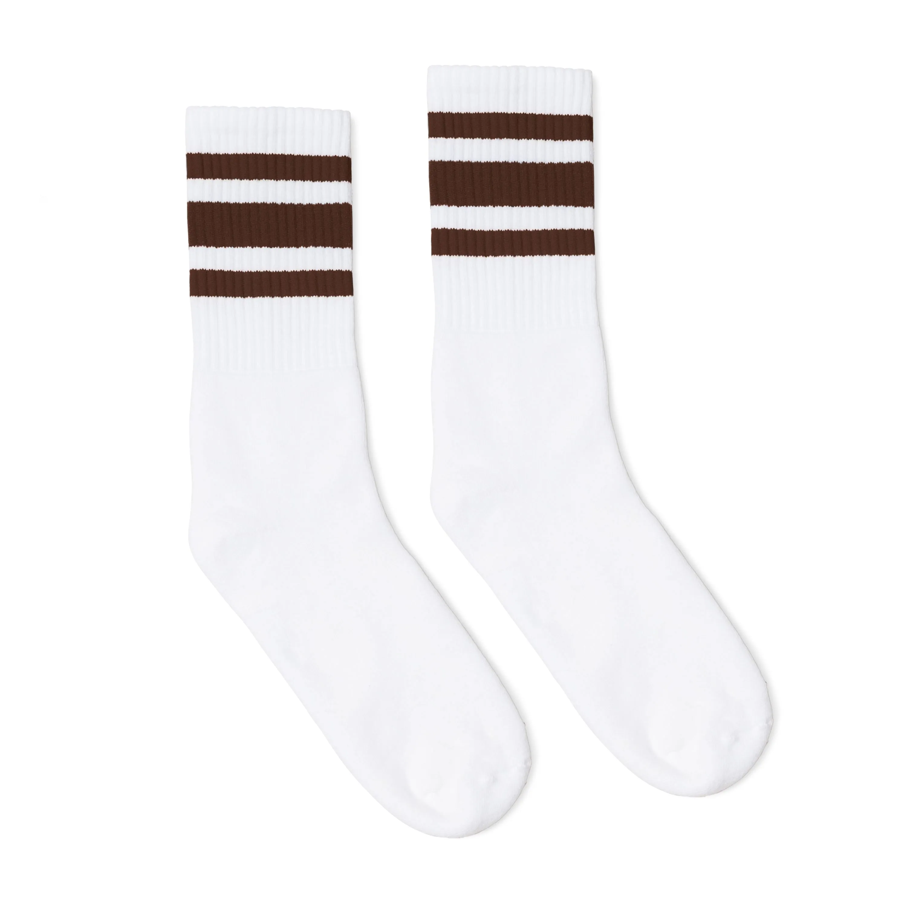 Brown Striped Socks | White