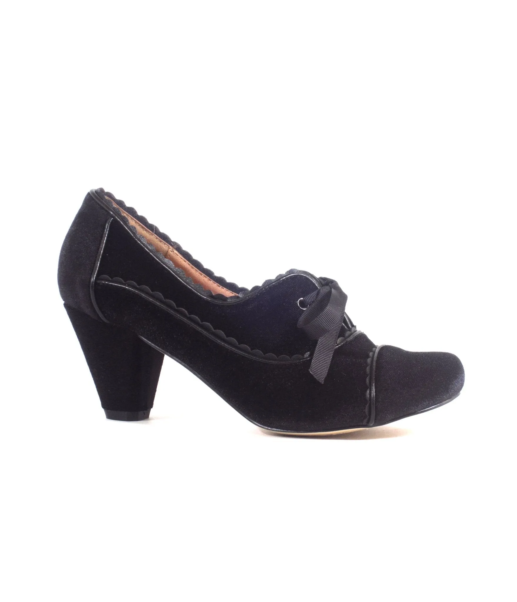 Chelsea Crew 1930s Black Velvet Oxford Madison Heels