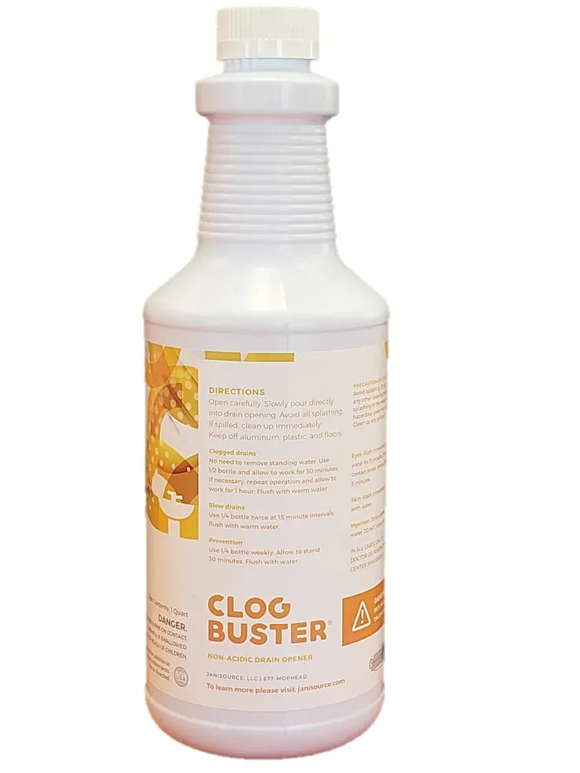 ClogBuster Liquid Drain Opener and Clog Remover, Commercial Grade, 1 Quart