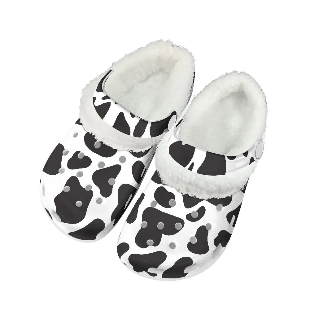 Cow Print Clogs Fuzzy Crocs