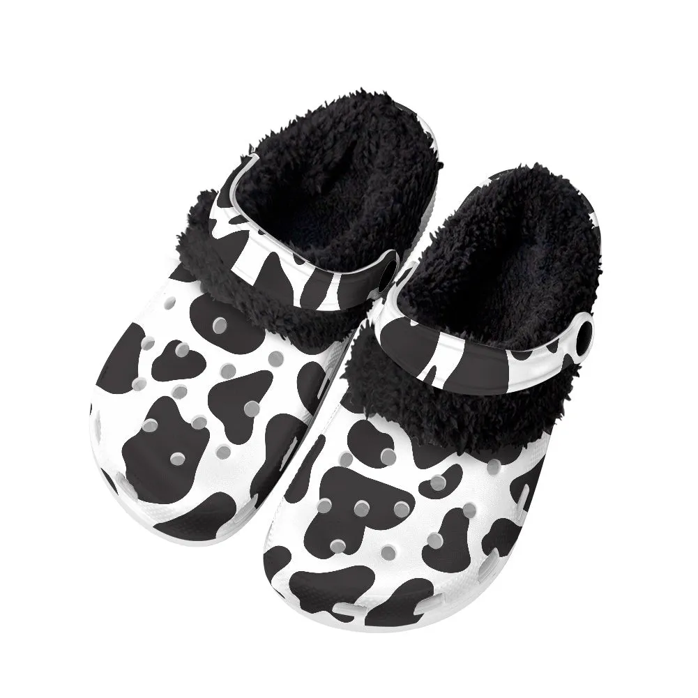 Cow Print Clogs Fuzzy Crocs