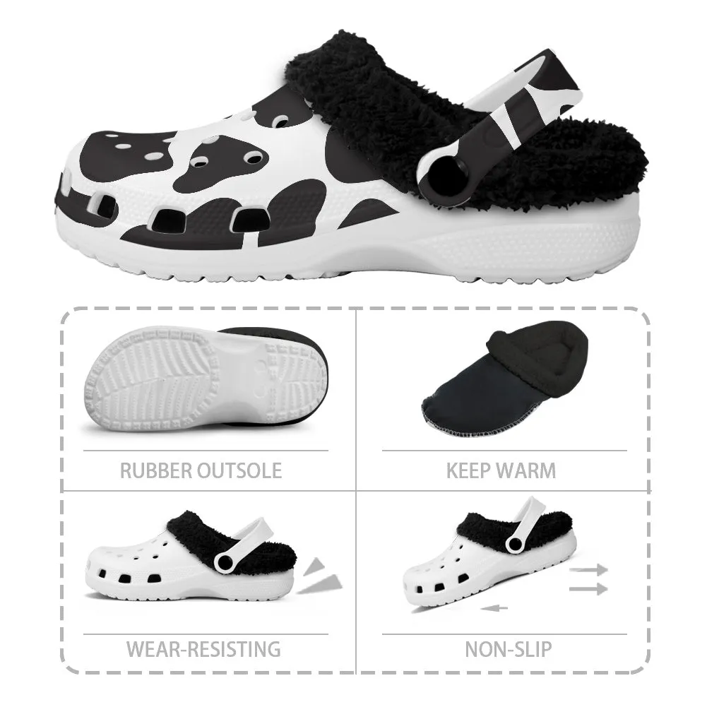 Cow Print Clogs Fuzzy Crocs