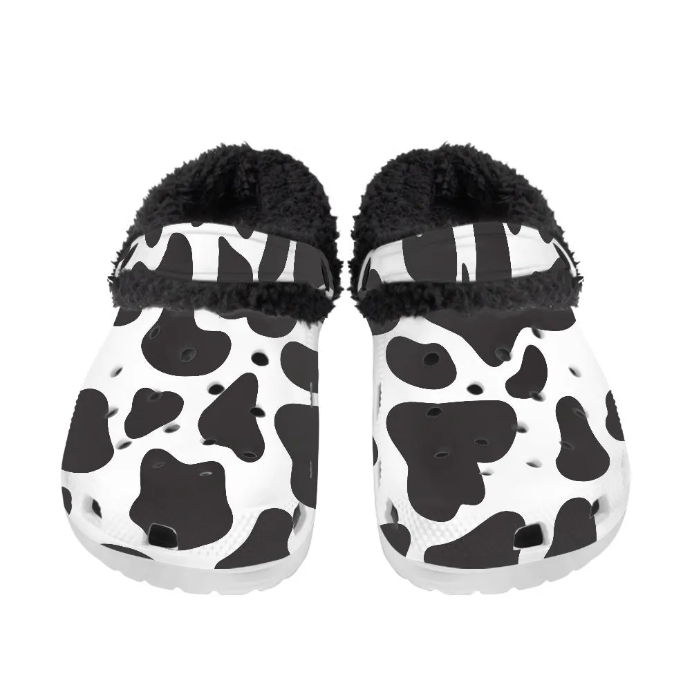 Cow Print Clogs Fuzzy Crocs