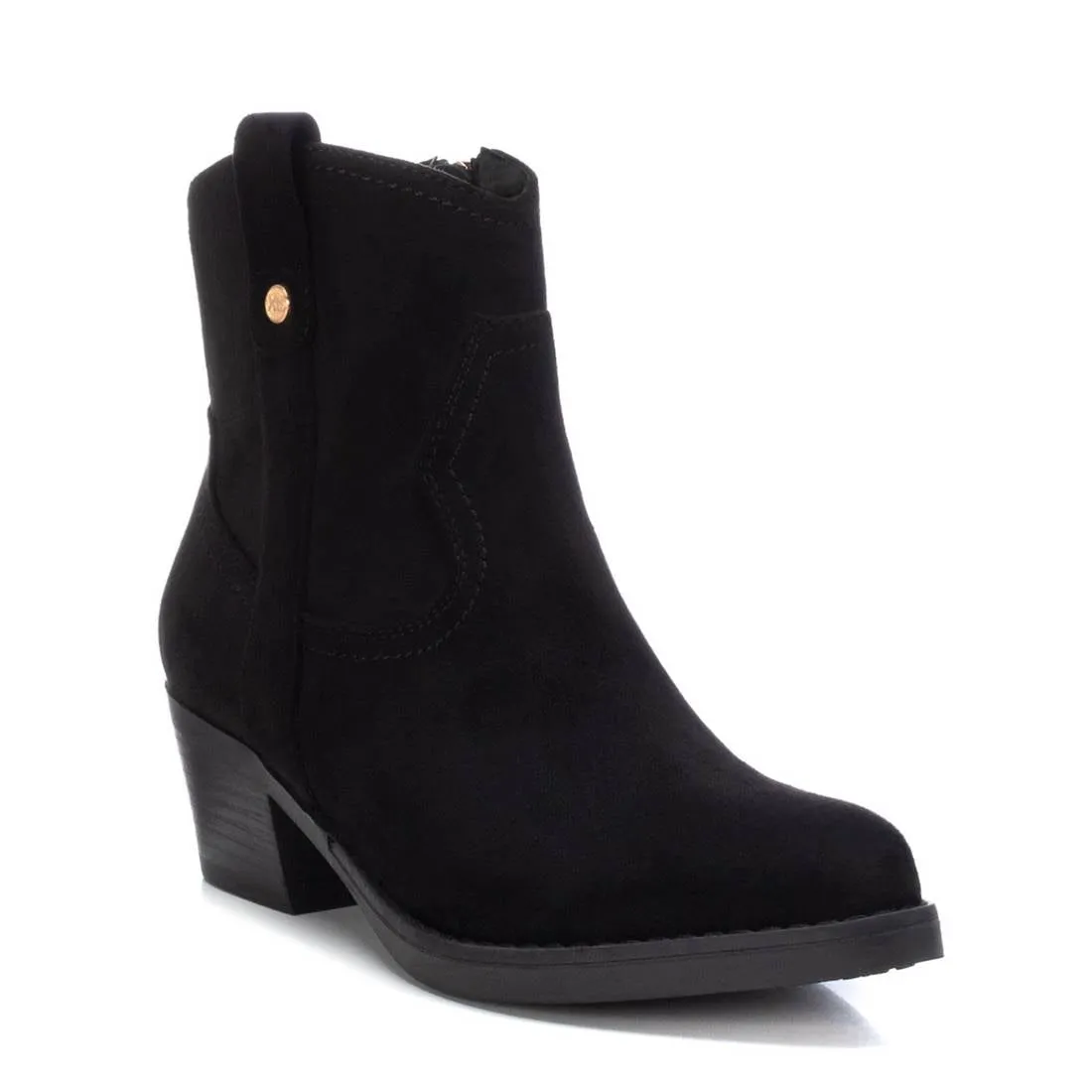 Cowboy ankle boot in black suedette