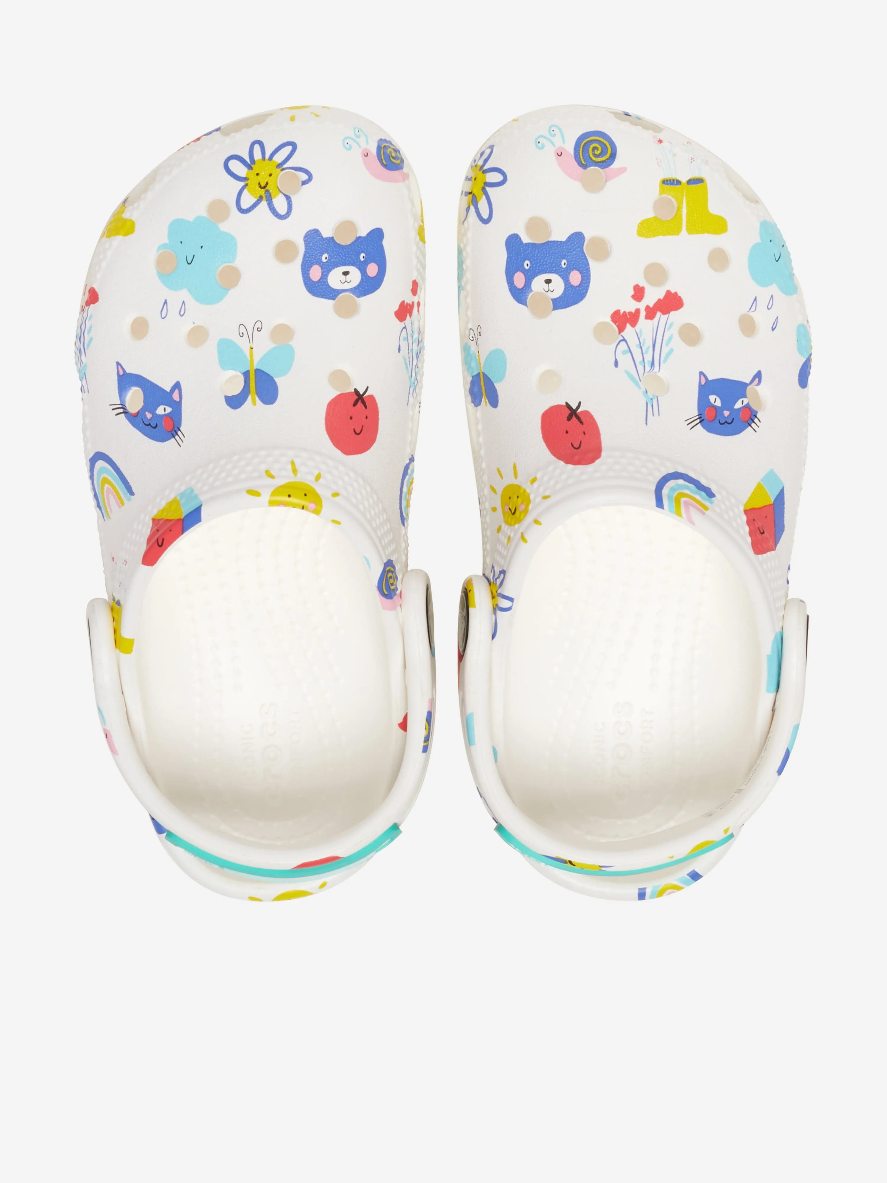 Crocs Kids Classic Doodle Print Clog in White