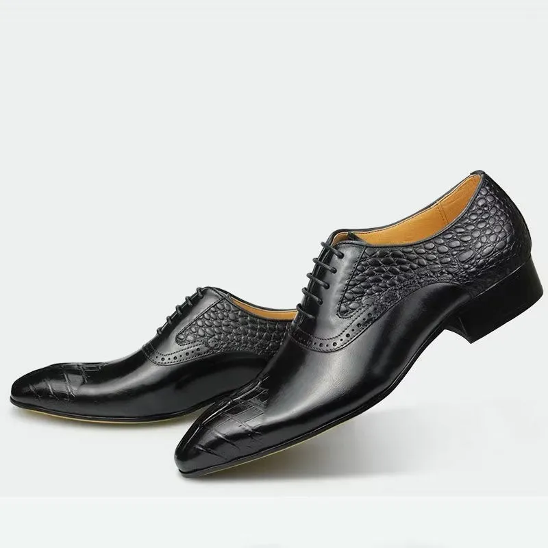 Deluxe Leather Opulent Brogue Nuptial Oxford Shoes