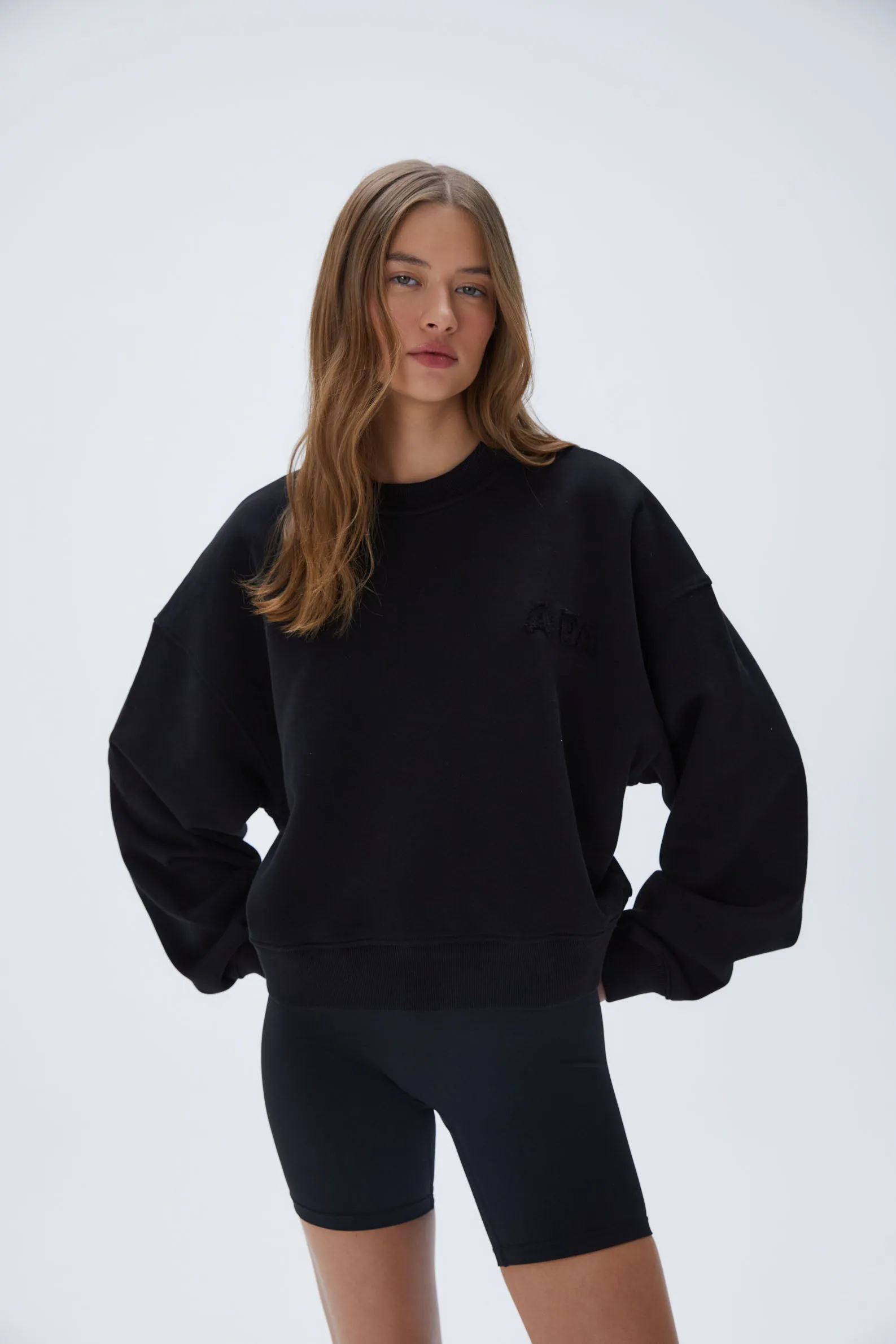 Distressed ADA Boxy Sweatshirt - Black