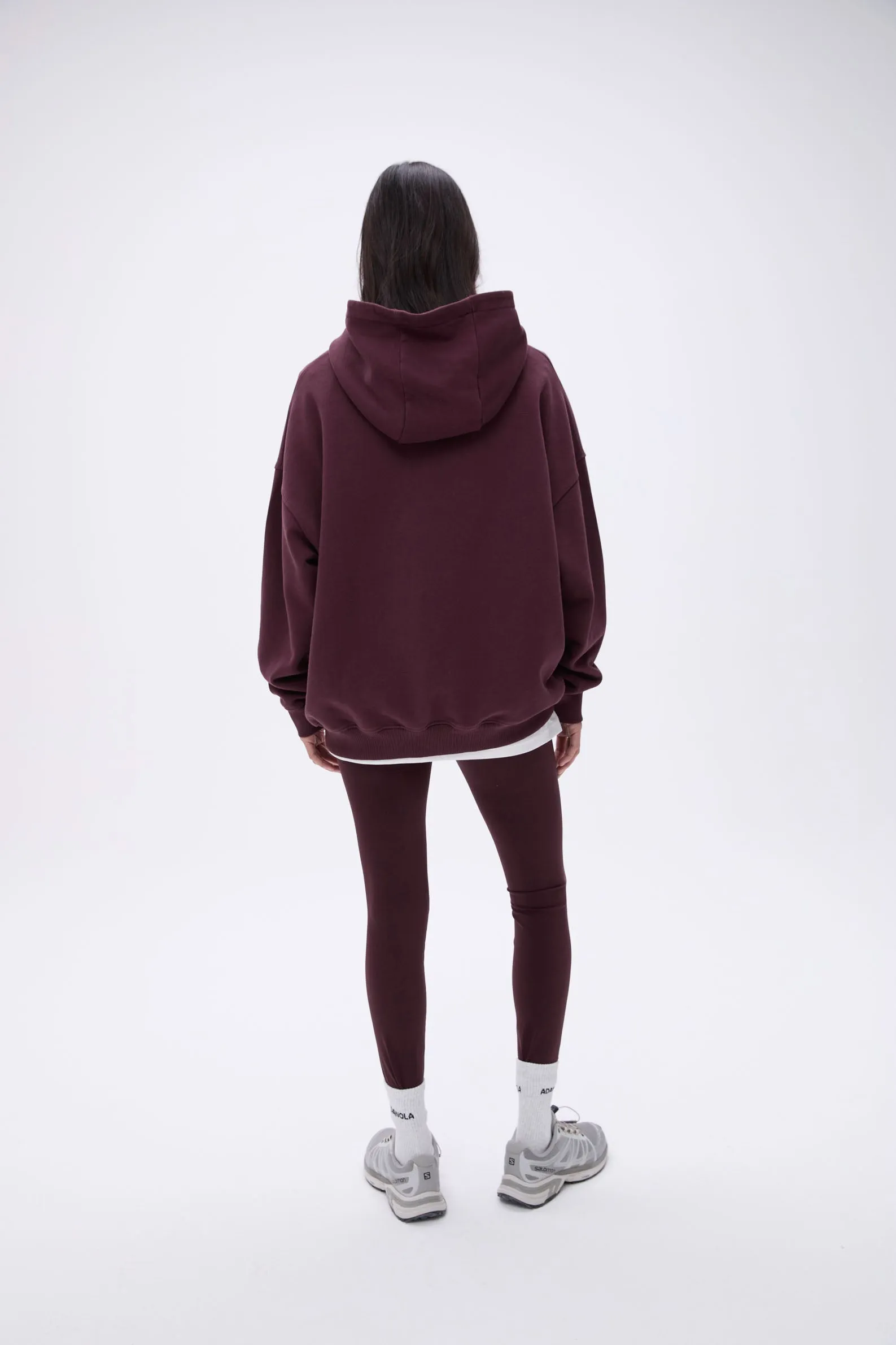 Distressed Varsity Oversized Hoodie- Dark Cherry