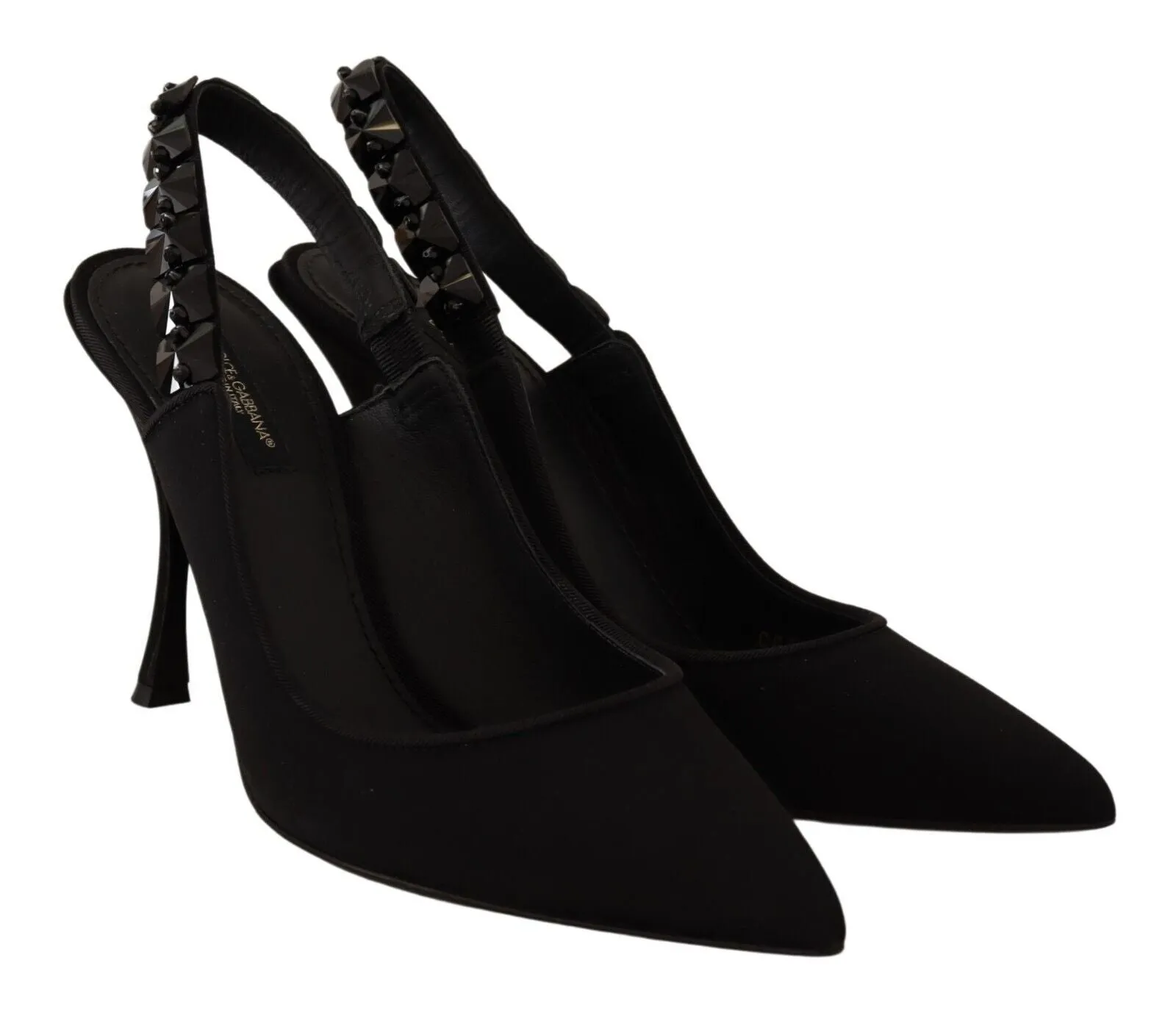 Dolce & Gabbana Black Silk Blend Lori Slingback Pumps Shoes