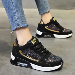 elveswallet Air-cushioned Flat Vulcanized Bling Sneakers