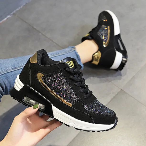 elveswallet Air-cushioned Flat Vulcanized Bling Sneakers