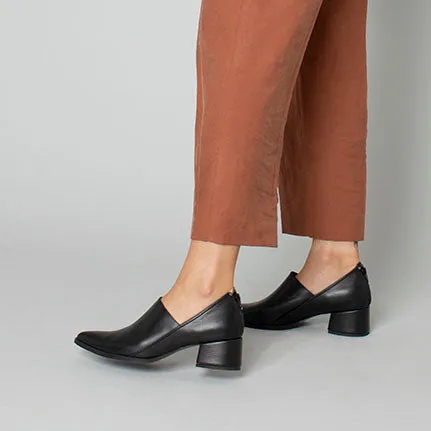 Envelope- Black Leather Heel Shoe