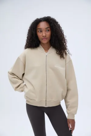 Everyday Classics Distressed Full Zip Sweatshirt - Sand