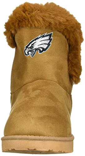 FOCO NFL Philadelphia Eagles Womens Brown Faux Fur Boot, Team Color, Medium