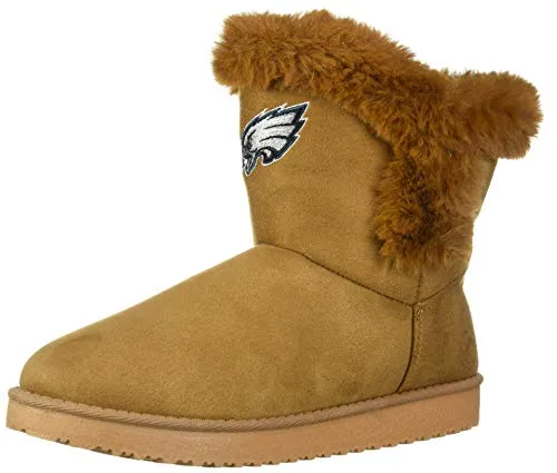 FOCO NFL Philadelphia Eagles Womens Brown Faux Fur Boot, Team Color, Medium